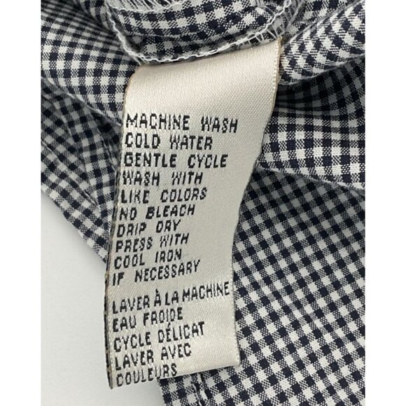 Evan-Picone Navy Gingham Sleeveless Button-Up Blouse Point Collar Size 14 - Picture 7 of 8